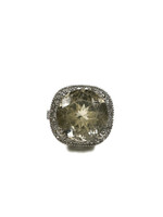 Round Peridot and Diamond 14K White Gold Ring - 8.40g