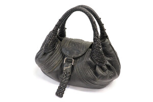 FENDI Spy Hobo Bag - Black Italian Leather Handbag 