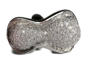 18K White Gold Ring with 5 CTW Diamonds Large Statement Cocktail Ring - 29.90g