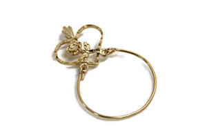 Heart & Rose Charm Clasp / Holder - 14K Yellow Gold - 1.50g 