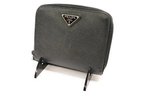 PRADA - Saffiano Zip-Around Black Leather Wallet