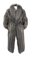 Full Length SILVER FOX Full Pelt Fur Coat - Ladies Size M - L - Dittrich Furs 