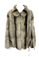 Men's Rabbit Fur Zippered Bomber Jacket Coat - Size 6XL 