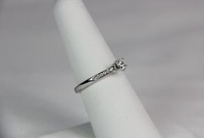 14k White Gold Round Diamond Ring - 1.6g Engagement Promise Dainty