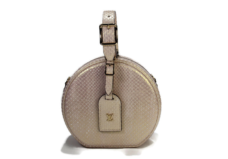 Louis Vuitton Metallic Pink and Gold Python Leather Petite Boite Chapeau Bag