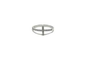  .925 Sterling Silver Cross Style Ring with Cubic Zirconia Size 9 Thumb Ring