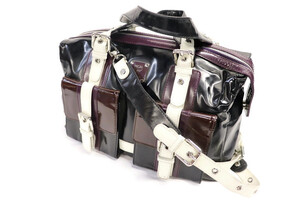 MCM, Bags, Mcm Visetos Glam Handbag Chain Shoulder Bag White Navy Pvc  Leather Ladies