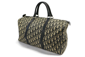 DIOR - WEEKENDER Oblique Jacquard Beige & Black Canvas w/Leather Trim DUFFLE BAG