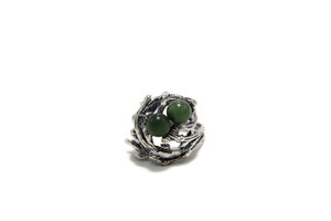  .925 Sterling Silver Ring with Green Colored Sphere Shaped Stones