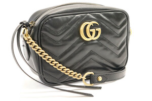 GUCCI - GG Marmont Black Matelasse Leather Mini Shoulder Bag