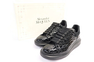 ALEXANDER MCQUEEN - BLACK CROCODILE PRINT Men's Leather Sneakers US Size 9 w/Box