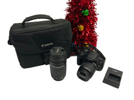 Canon EOS Rebel T7 DSLR Body w 2 Canon lenses, Battery, Charger, Bag