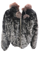 JULIAN K. - Men's Black Mink Hooded Bomber Jacket w/Fox Trim - Size XXL