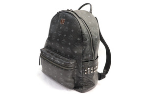 MCM - Visetos Monogram Black Medium STARK Side Studs Backpack