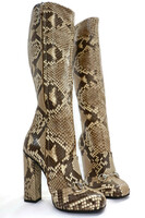 GUCCI - HORSEBIT Python Snakeskin Chunky Heel Boots - Women's US Size 5