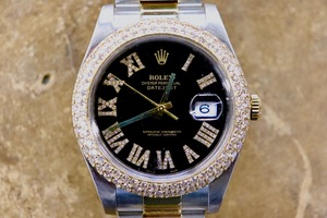  ROLEX Datejust 116333 41mm Two-Tone Black Dial Diamond Bezel Watch – Custom