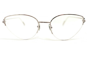 CARTIER - Silver Wire Half-Frame Cat-Eye Glasses w/Clear Lenses