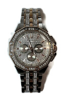  Bulova Stainless Steel Silver Tone w/ Copper Toned Accents and Cubic Zirconia 