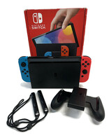 Nintendo Switch OLED HEG-001 Console Bundle 64GB Blue & Red Joy-Cons +More