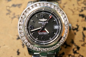 BREITLING Colt Ocean A77380 36mm Black Dial Diamond Bezel Quartz Swiss Watch 