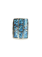   .925 Silver Band with Turquoise Front Chunky Style Ring 