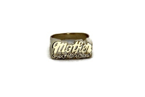Mother Ladies Ring with Diamonds - 14K Yellow Gold - 4.7g