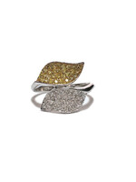  .925 Silver Ring with White and Yellow Gemstones Size 8