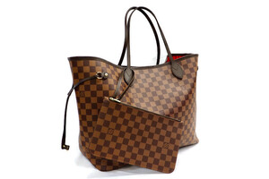 LOUIS VUITTON - Damier Ebene NEVERFULL PM Tote w/Pouch & Dustbag