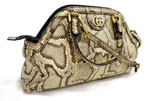 GUCCI - Beige/Black Python Snakeskin Re(Belle) Shoulder Bag - Medium