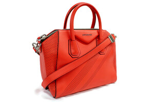 GIVENCHY - Lambskin Perforated Small ANTIGONA Pop Red Leather Shoulder Bag 