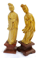 Soapstone Chinese Female Figures - 2 Carved Figurines