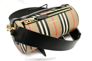 BURBERRY - Stripe ICON E-Canvas & Leather Barrel Bag