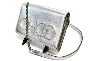 JIMMY CHOO - Silver Metallic SONIA Crossbody Wallet On Chain w/Authenticity Card