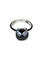  .925 Silver Ring Solitaire Black Cushion Cut Stone Size 9