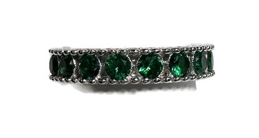   .925 Silver Band with Green Stones 