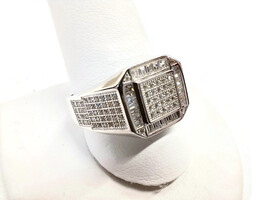Sterling Silver Ring w/Square & Baguette Cut CZ Stones