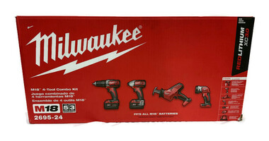 Milwaukee 2695-24 4-Tool Combo Kit M18 Powered, 2x 18v Battery & Charger - New