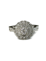 10K White Gold Diamond Ring w/Triple Layer Design & Twisted Shank - .75CTW