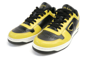 PRADA - Downtown Leather Sneakers Yellow & Black - Size 10 US 