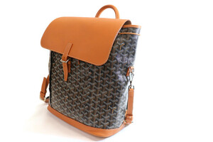 GOYARD - Black & Tan Goyardine Canvas & Leather ALPIN MM Backpack
