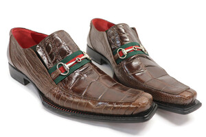 MAURI - City Slicker Brown Alligator Skin Horsebit Loafers - Men's US Size 11