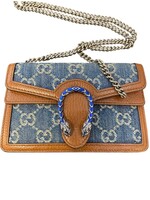 GUCCI - Super Mini GG Dionysus Blue Denim Crossbody Bag on Chain