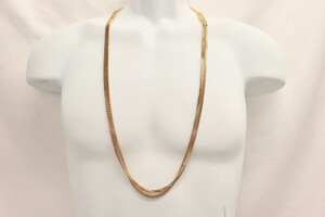 14K Gold Plated 36-Inch Stainless Steel FOXTAIL CHAIN - Lot of 2 Chains