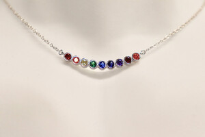 Silver Chain w/Rainbow Colored Stones - PRIDE