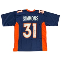 Justin Simmons NFL Denver Broncos Blue Autographed Jersey Beckett Authenticated
