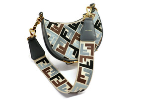 FENDI Moonlight Mini Bag - Embroidered FF Canvas & Grey Leather (7AS089 ARC3)
