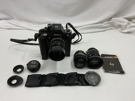 NIKON F2 "Black Edition" w/Motor Drive / 3 Lenses / HOYA Filters / Hoods / Caps 