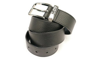 LOUIS VUITTON - Men's Black Textured Leather Belt - 38-Inch 