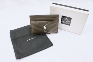 SAINT LAURENT YSL Quilted Brown Leather Card Holder w/ Box Dust Bag
