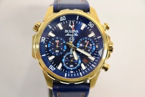 BULOVA - MARINE STAR #97B168 Steel / Blue Silicone 43mm Quartz Chronograph Watch
